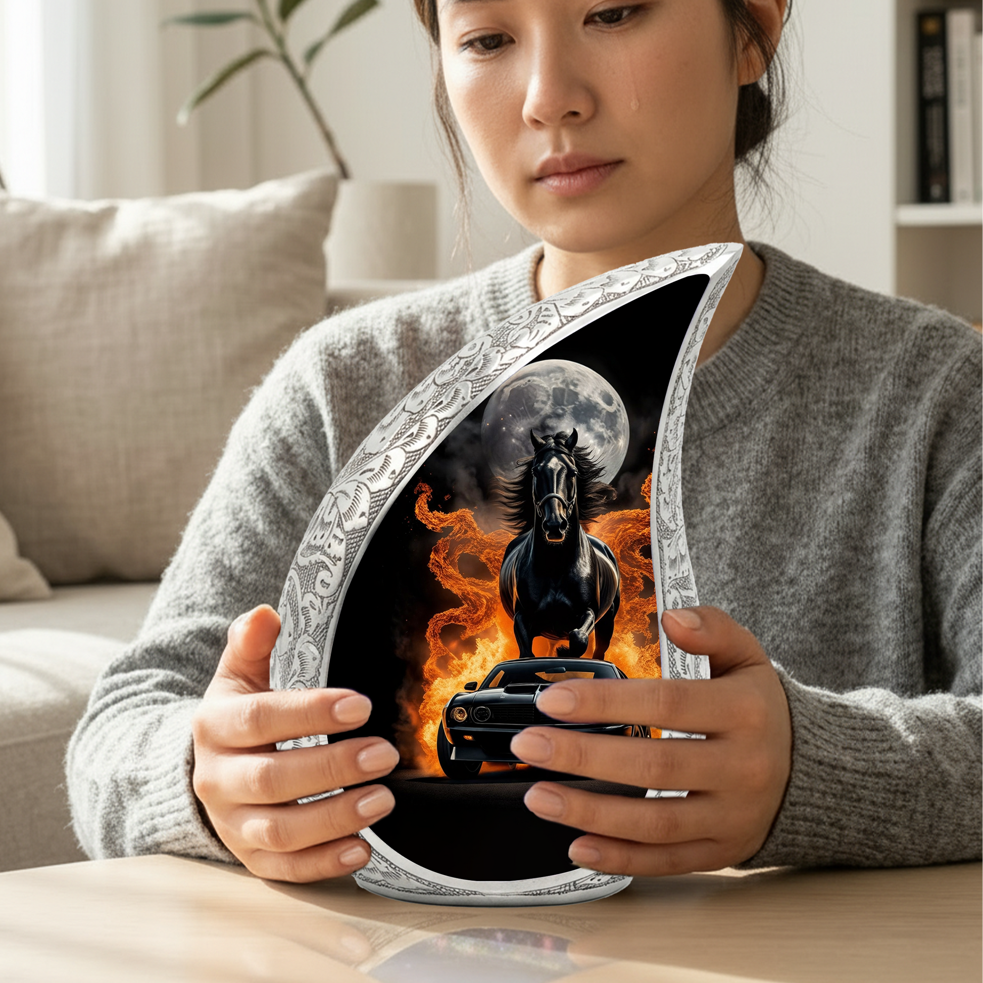 Muscle Car Cremation Urn for Dad – Personalized Urn for Father | Horse Memorial Adult Cremation Urn for Men