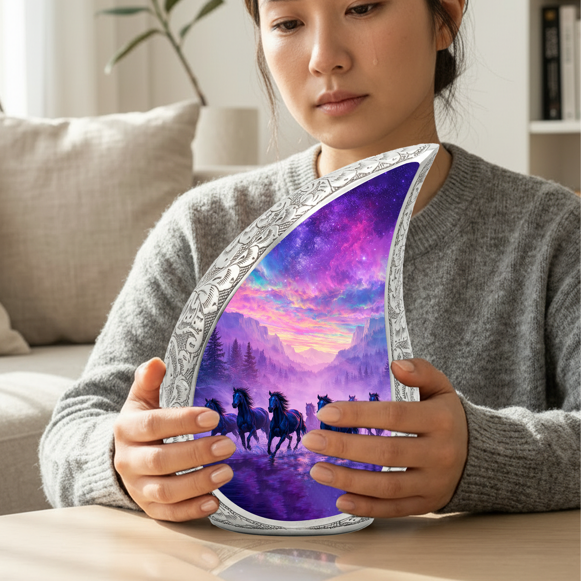 Running Horses Adult Urn for Human Ashes – Premium Horses Cremation Urn