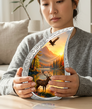 Deer Memorial Adult Urn for Ashes, Mountain Lake Cremation Urn