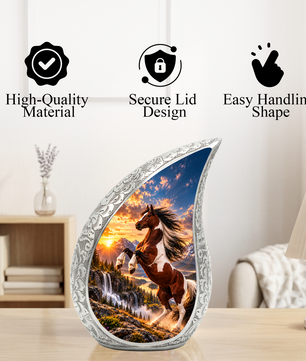 Horse Cremation Urn for Ashes, Rearing Horse Memorial Urn, Personalized Adult Urn