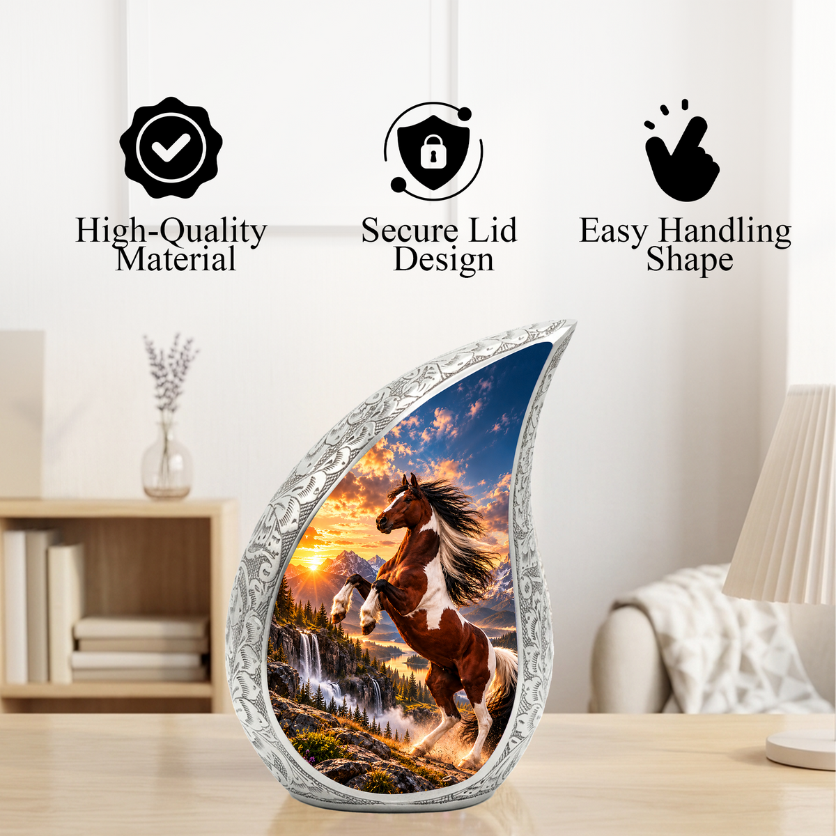 Horse Cremation Urn for Ashes, Rearing Horse Memorial Urn, Personalized Adult Urn