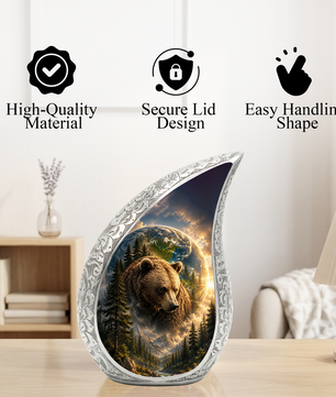 Bear Adult Urn for Ashes | Forest Wildlife Adult Cremation Urn for Human Ashes