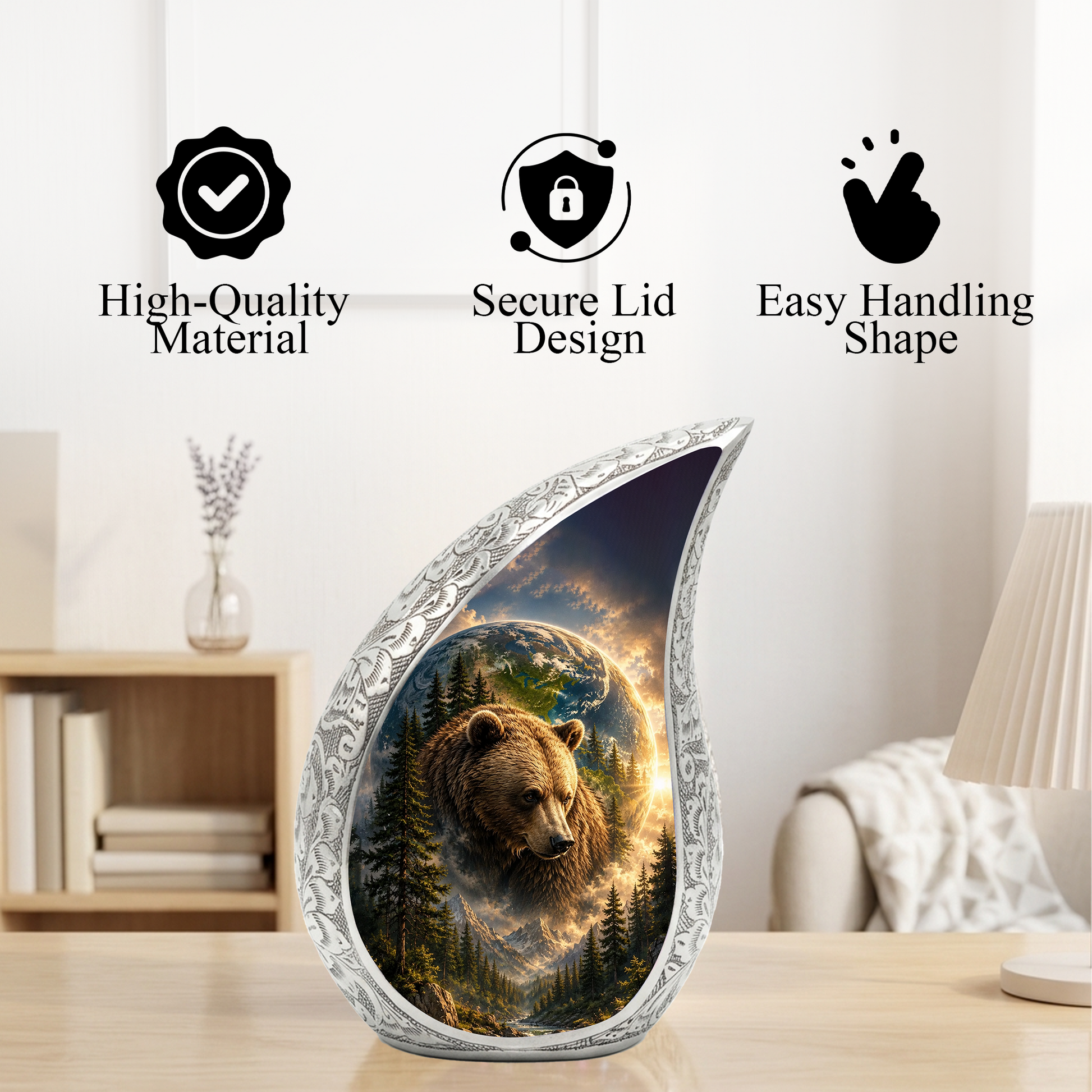 Bear Adult Urn for Ashes | Forest Wildlife Adult Cremation Urn for Human Ashes