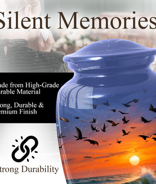 Ocean Sunset Urn for Mom | Beach Cremation Large Urn for Mother  | Coastal Funeral Urn for Human Ashes