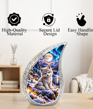 Wolf Urn for Ashes, Husky Puppy Aluminum Cremation Urn