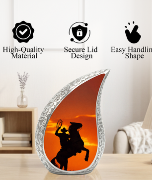 Cowboy Urn for Dad, Personalized Western Memorial