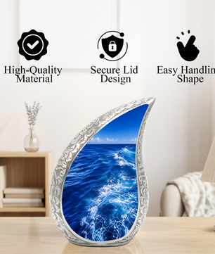Ocean Wave Urn for Ashes, Personalized Beach Cremation Urn for Mom & Dad
