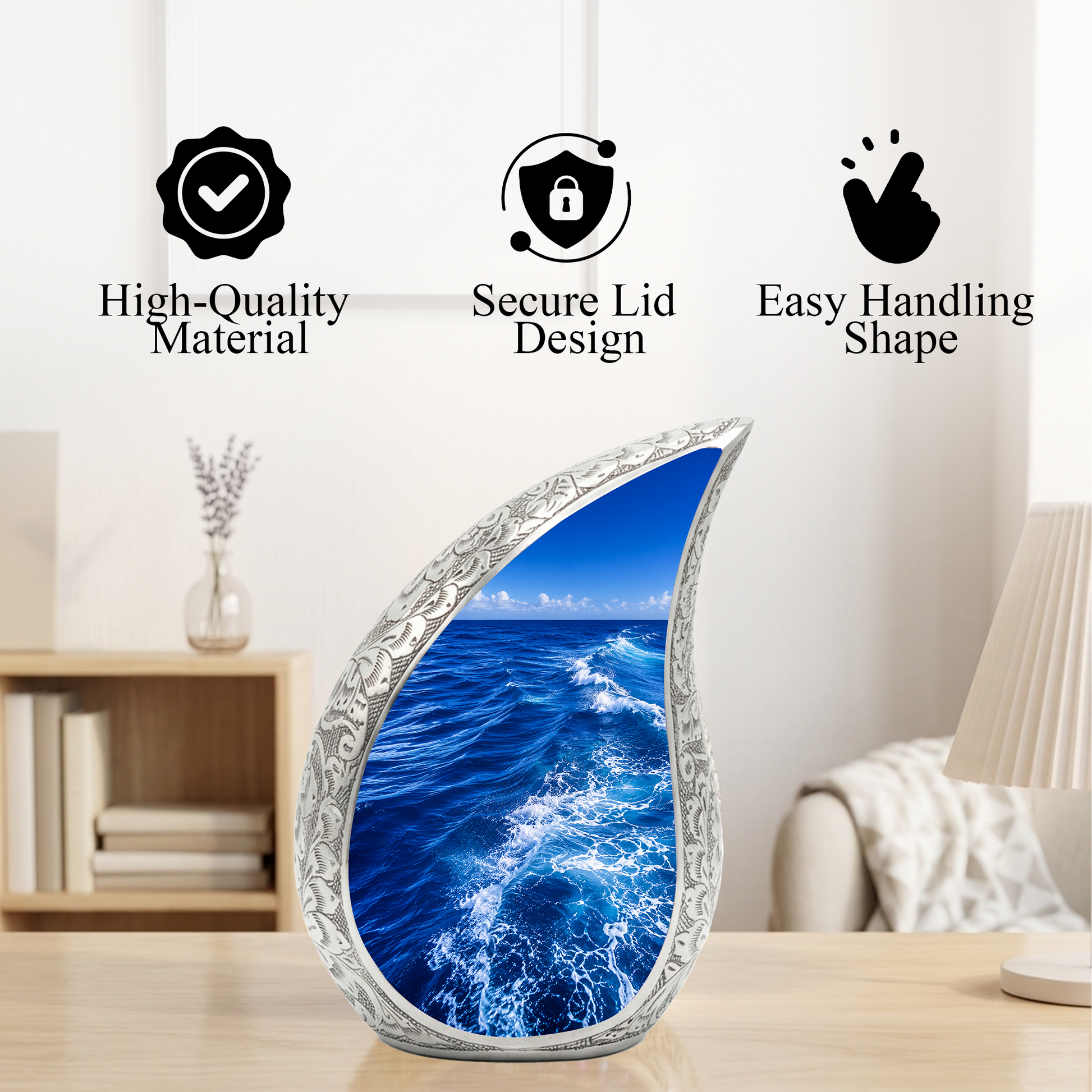 Ocean Wave Urn for Ashes, Personalized Beach Cremation Urn for Mom & Dad