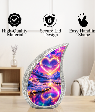 Heart Landscape Urn for Mom – Personalized Cremation Urn for Human Ashes | Beautiful Memorial Urns for Women