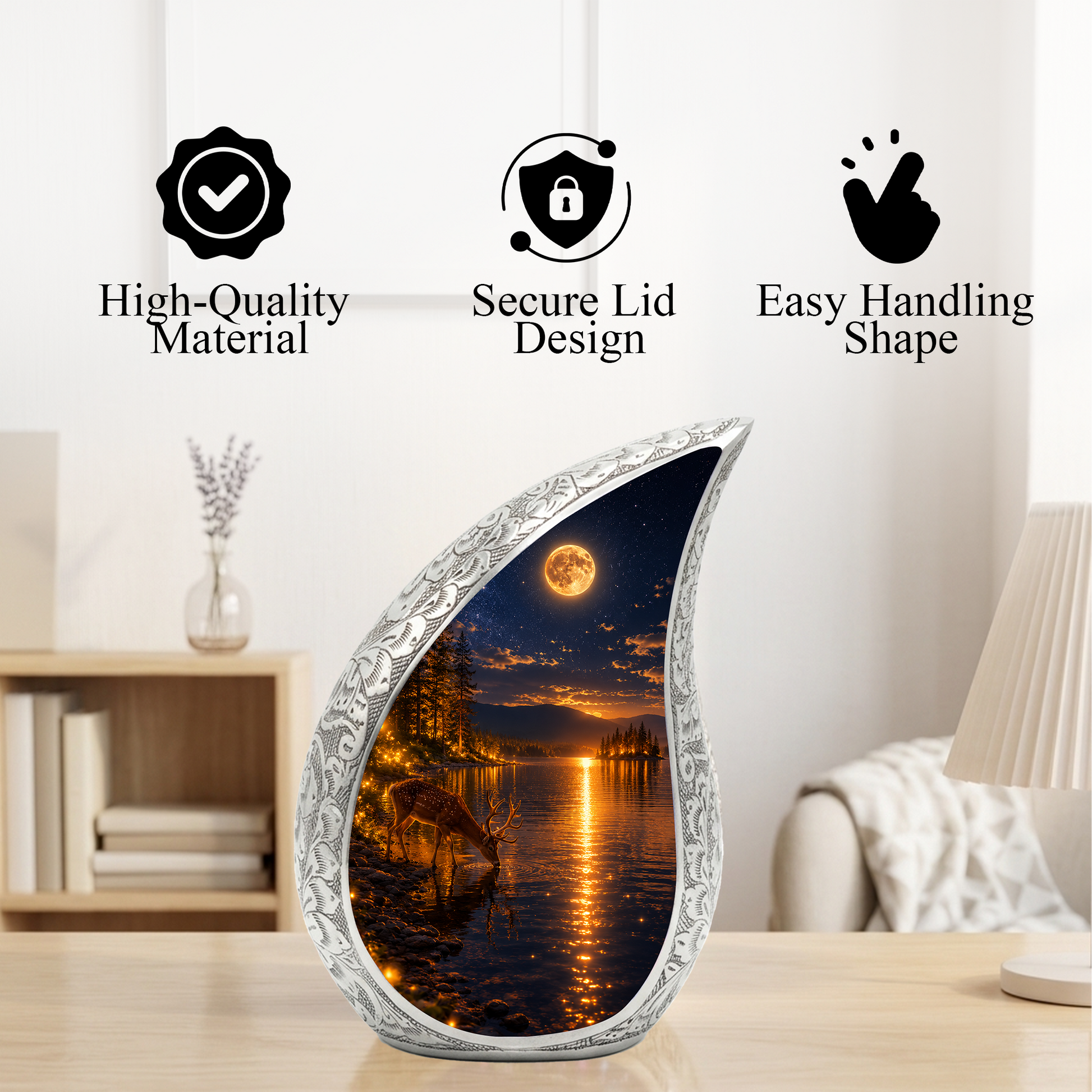 Moonlit Deer Urn for Mom- Deer Cremation Urn for Women| Keepsake Urn For Ashes