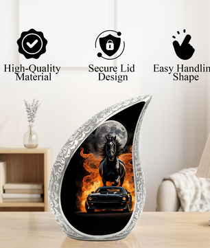 Muscle Car Cremation Urn for Dad – Personalized Urn for Father | Horse Memorial Adult Cremation Urn for Men