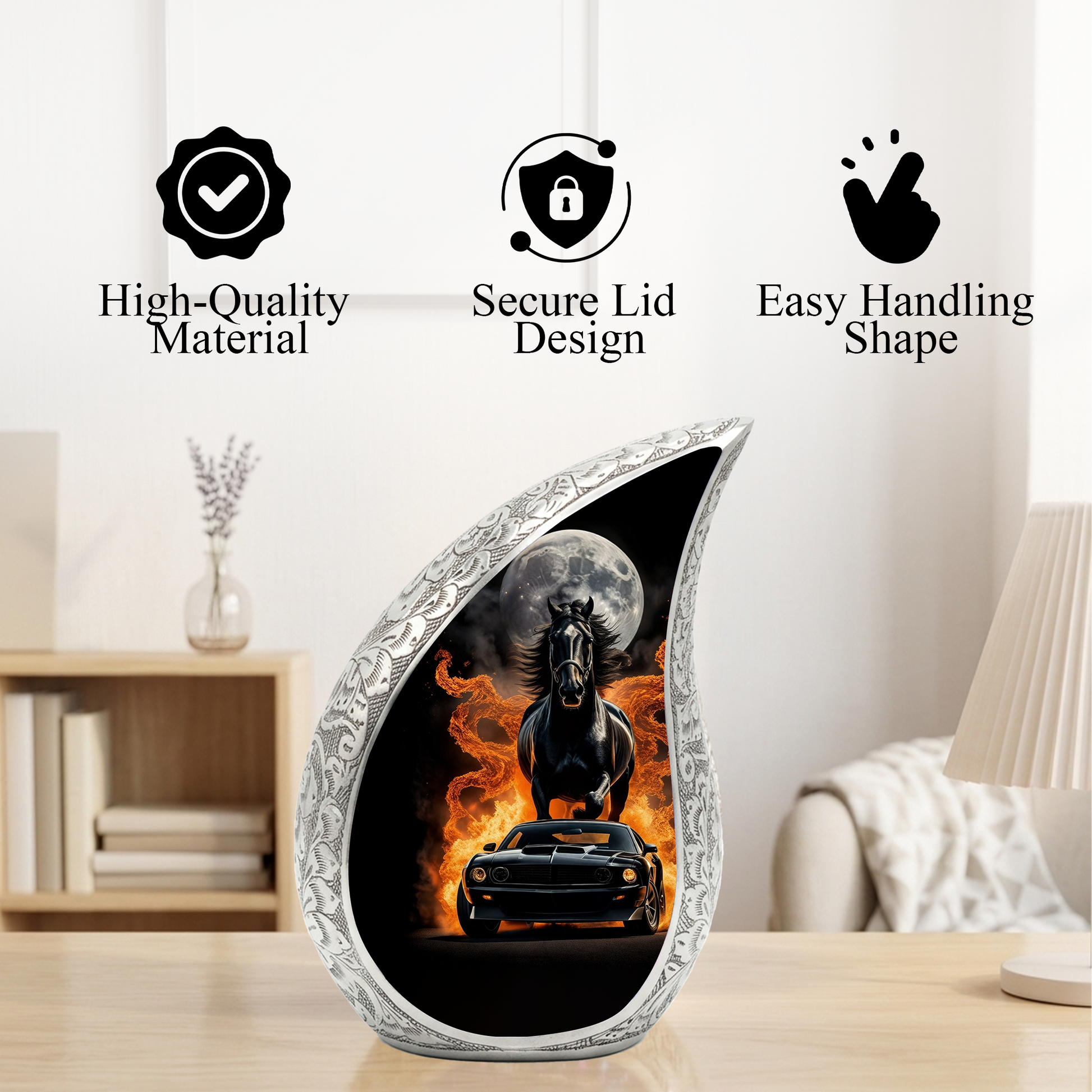 Muscle Car Cremation Urn for Dad – Personalized Urn for Father | Horse Memorial Adult Cremation Urn for Men