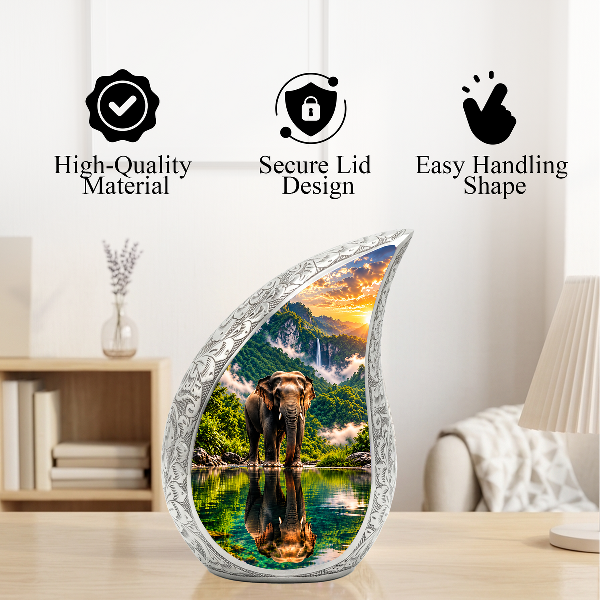 Elephant Cremation Urn for Adult Ashes, Personalized Wildlife Memorial Urn, Nature Animal Urn for Ashes, Adult Cremation Urn