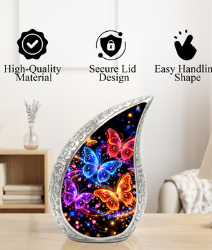 Personalized Butterfly Urn for Human Ashes, Adult Cremation Urn with Colorful Butterflies