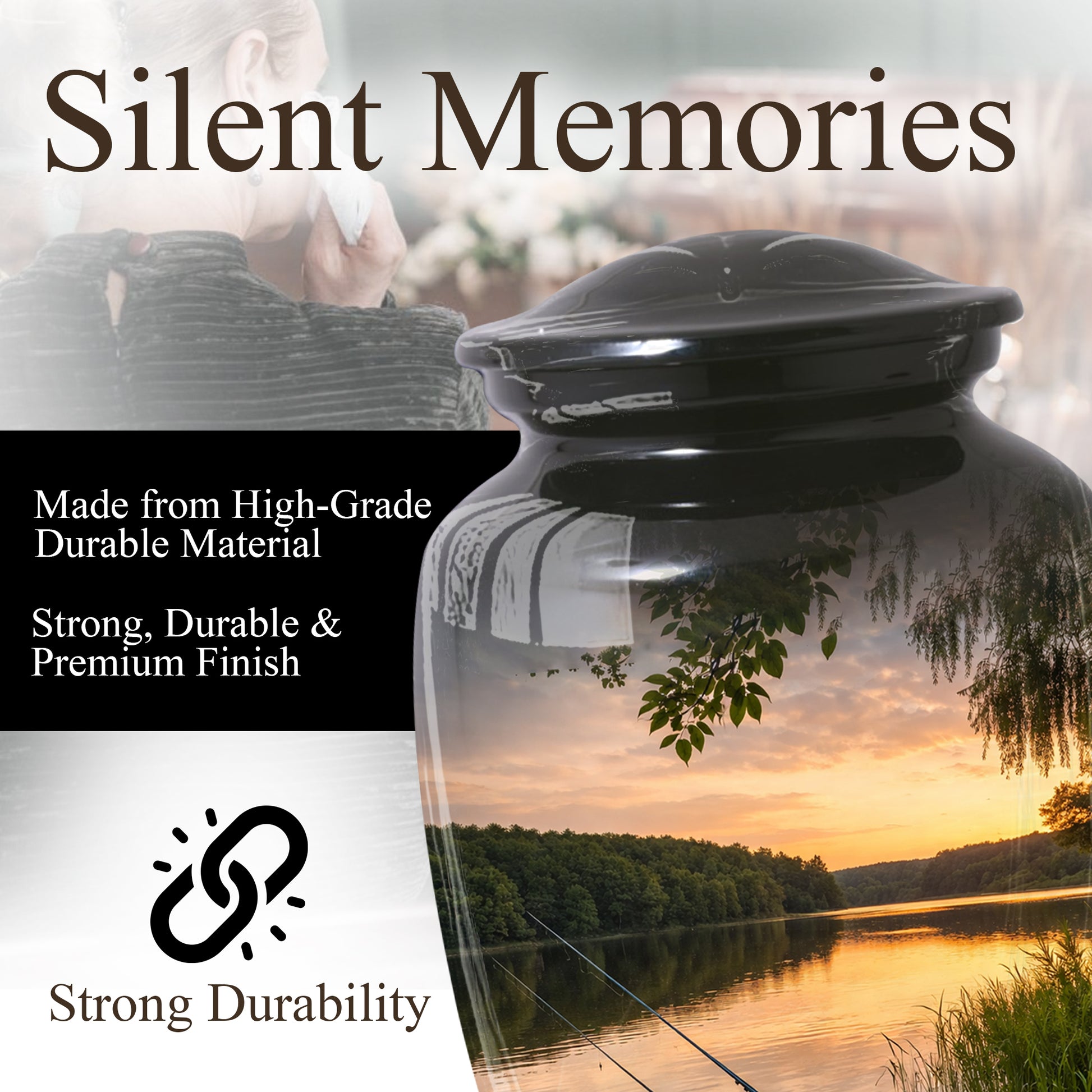 Fishing Lake Urn for Dad | Funeral Cremation  Large Urn for Father