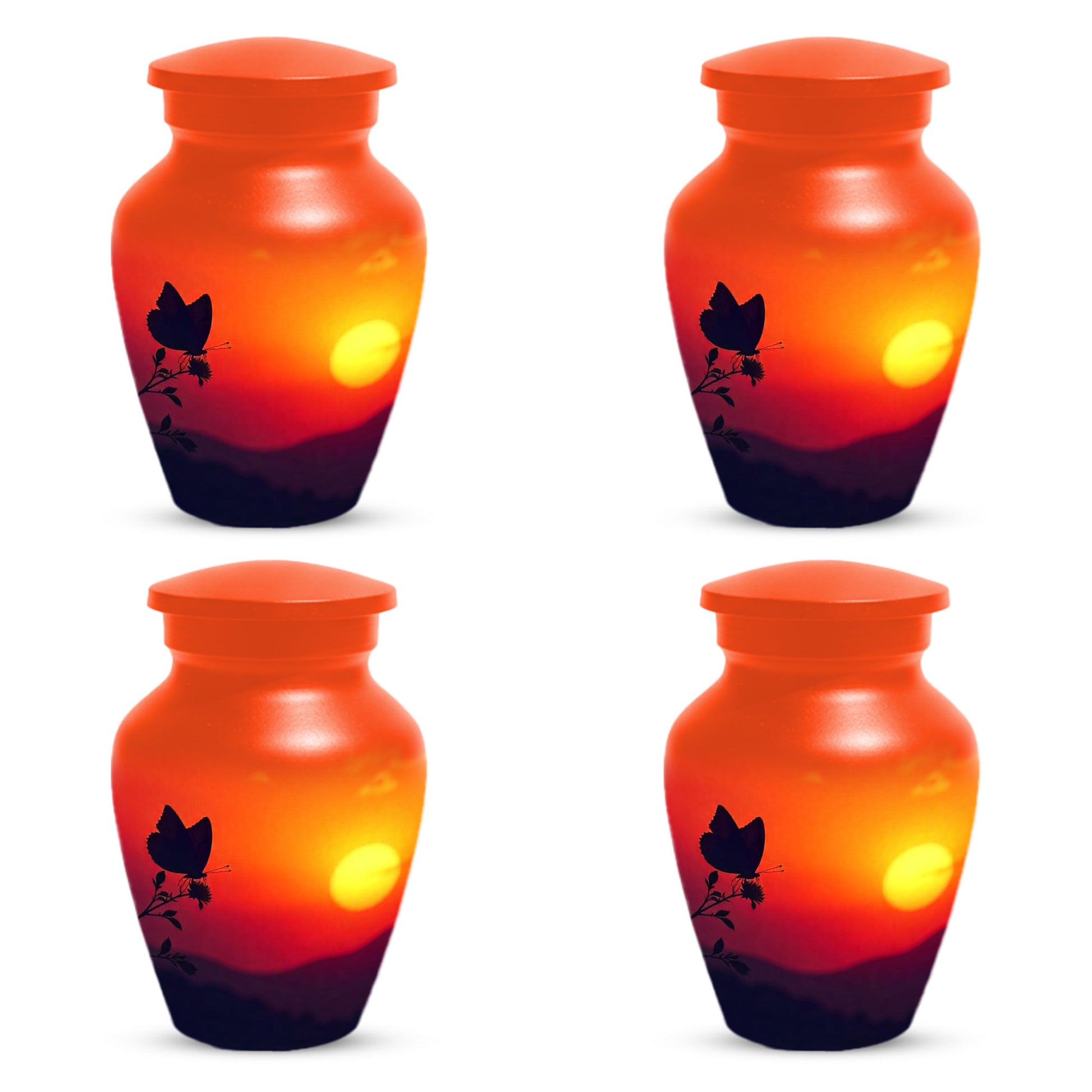 Butterfly Sunset Urn for Adult Ashes | Orange Sunset Butterfly Cremation Urn