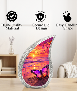 Butterfly Beach Urn for Human Ashes | Ocean Theme Adult Cremation Urn