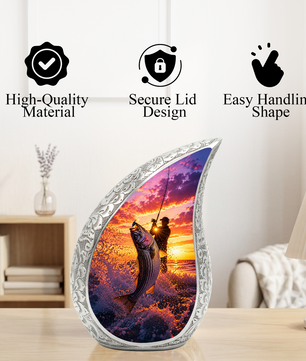 Gone Fishing Cremation Urn for Ashes, Fisherman Funeral Urn for Men