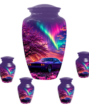 Muscle Car Urn for Human Ashes, Aurora Borealis Cremation Keepsake Urnsfor Dad
