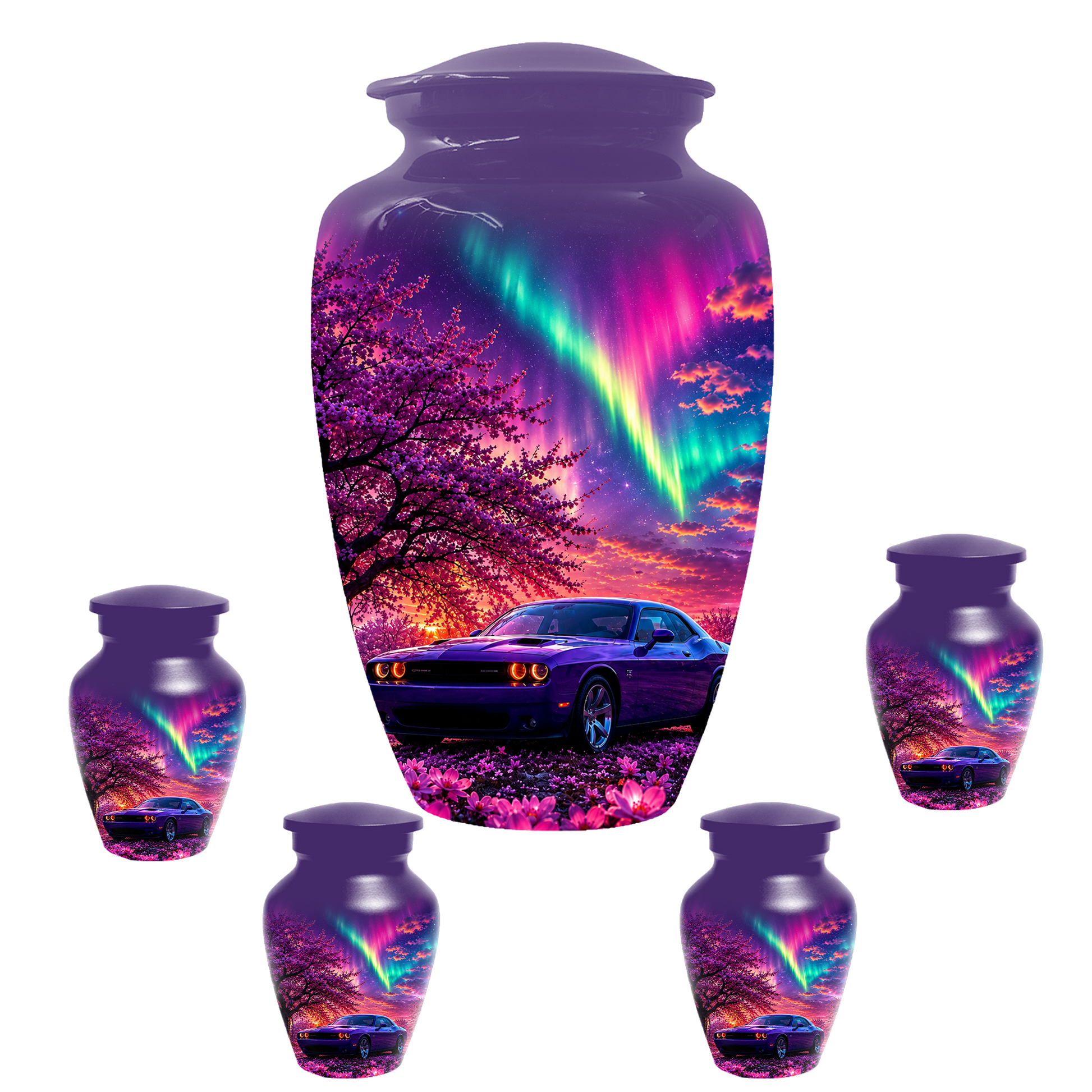 Muscle Car Urn for Human Ashes, Aurora Borealis Cremation Keepsake Urnsfor Dad