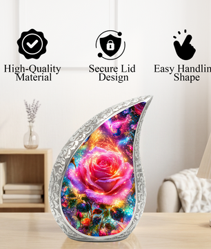 Pink Rose Urn for Mom & Women | Beautiful Floral Cremation Urn for Female Ashes | Mother, Sister & Daughter Memorial