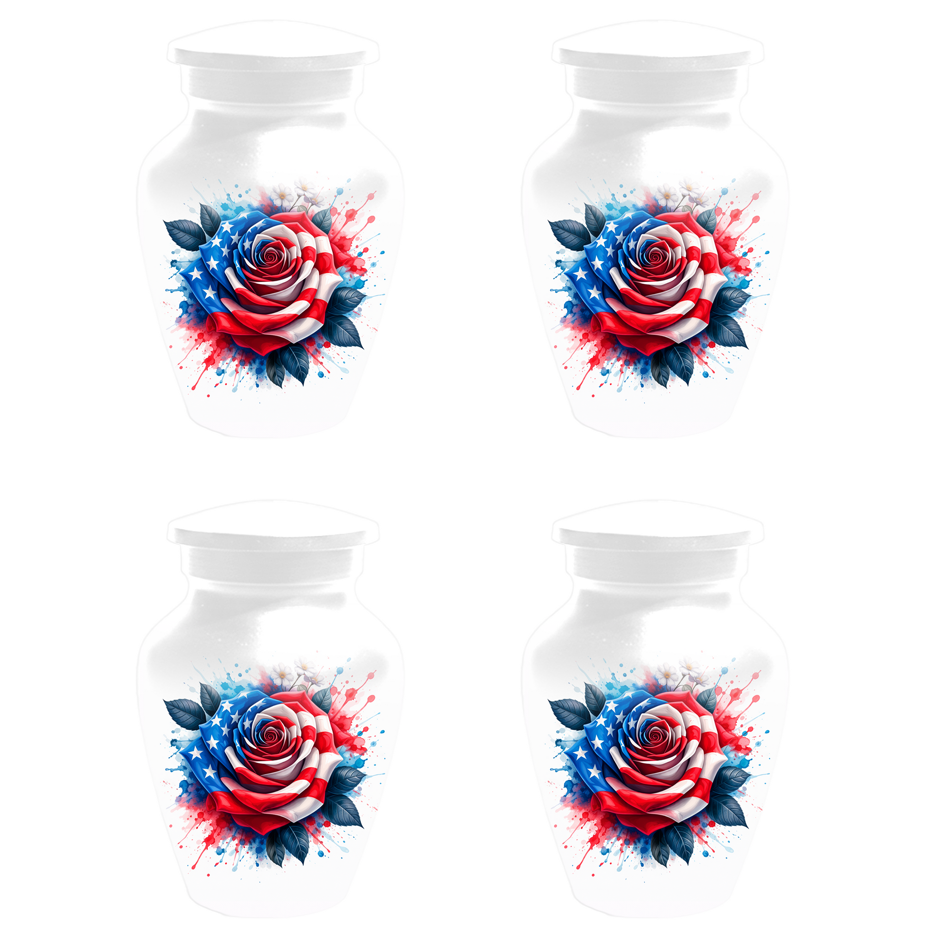 American Flag Rose Urn for Ashes, Patriotic Memorial Urn, Veteran Cremation Urn