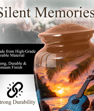 Sunset Guitar Memorial Urn for Dad & Mom, Personalized Cremation Urn