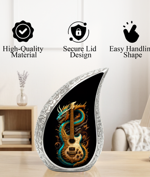 Dragon Guitar Adult Cremation Urn – Personalized Adult Urn for Ashes| Premium Cremation Urn for Human Ashes