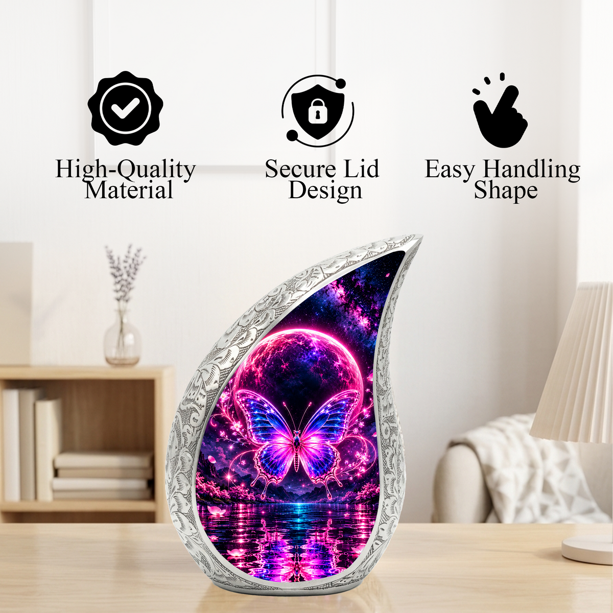 Butterfly Urn for Ashes, Pink Purple Butterfly Cremation Urn