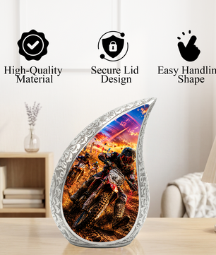 Motorcycle Rider Urn for Adult Ashes | Adult Cremation Urn for Men | Motorcycle Memorial Urn