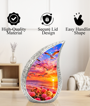 Sunset Memorial Urn for Mom – Personalized Funeral Urn for Human Ashes | Beautiful Cremation & Memorial Urn for Women