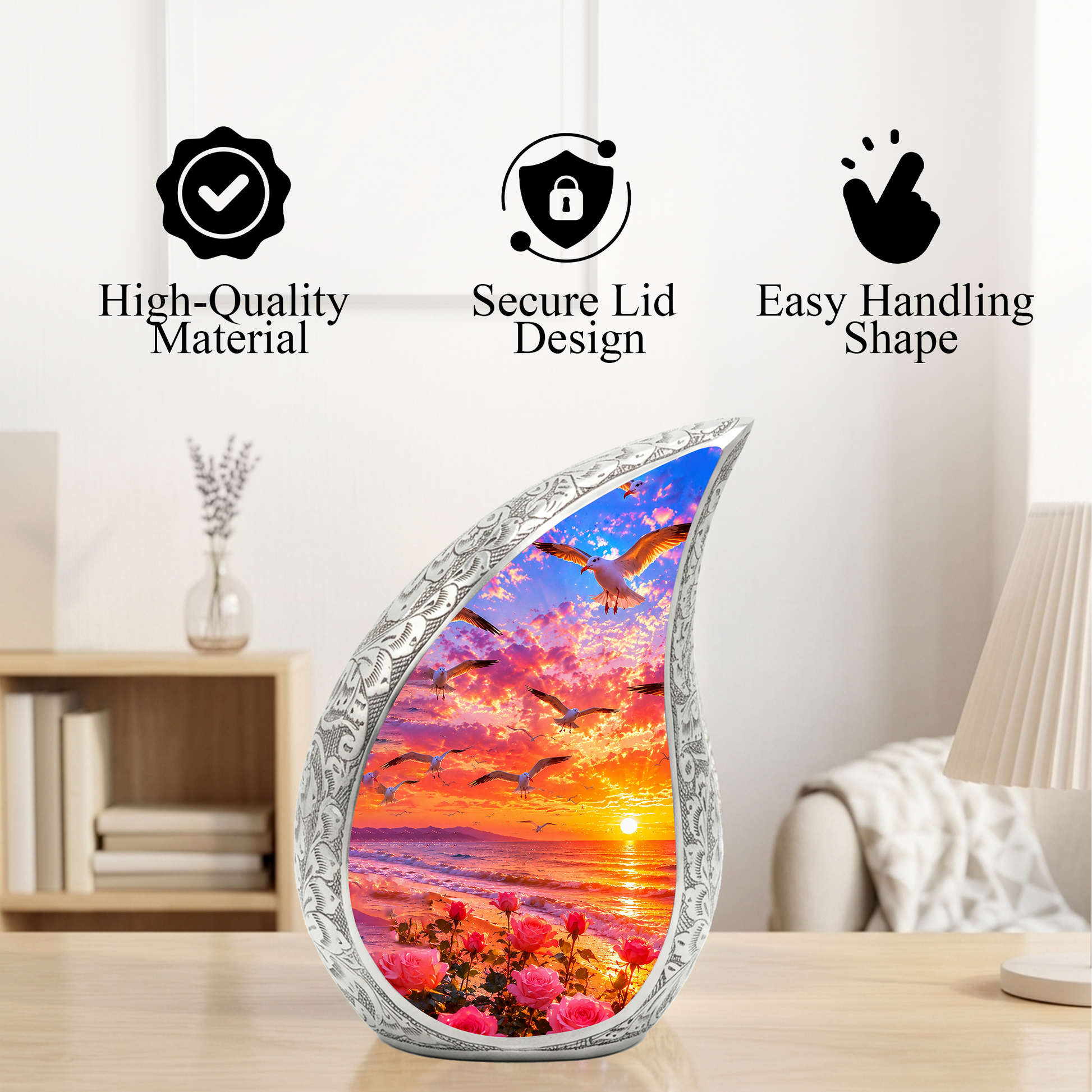Sunset Memorial Urn for Mom – Personalized Funeral Urn for Human Ashes | Beautiful Cremation & Memorial Urn for Women