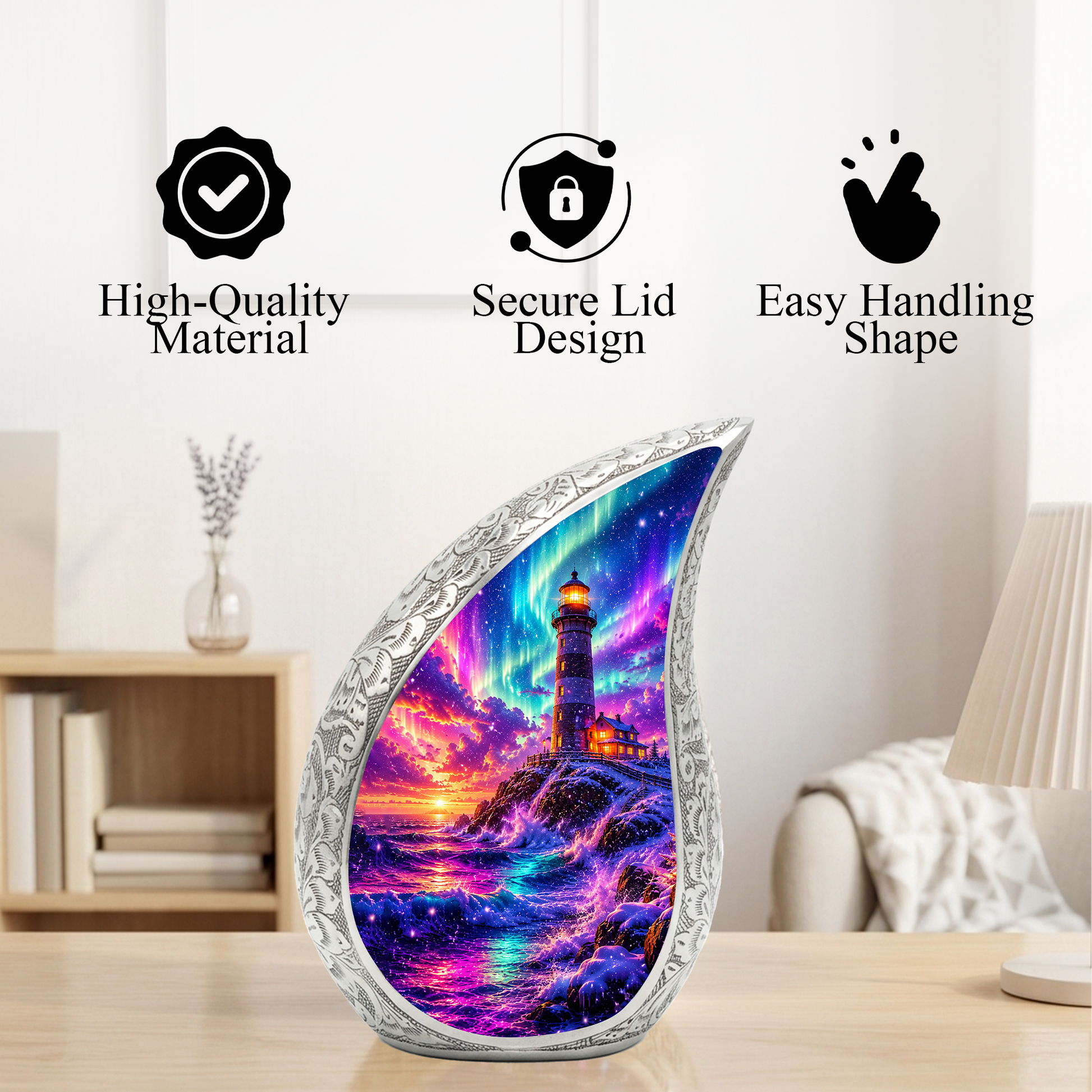 Ocean Wave Cremation Urn for Adult Ashes | Beautiful Ocean Theme Urn for Mom, Women & Human Ashes