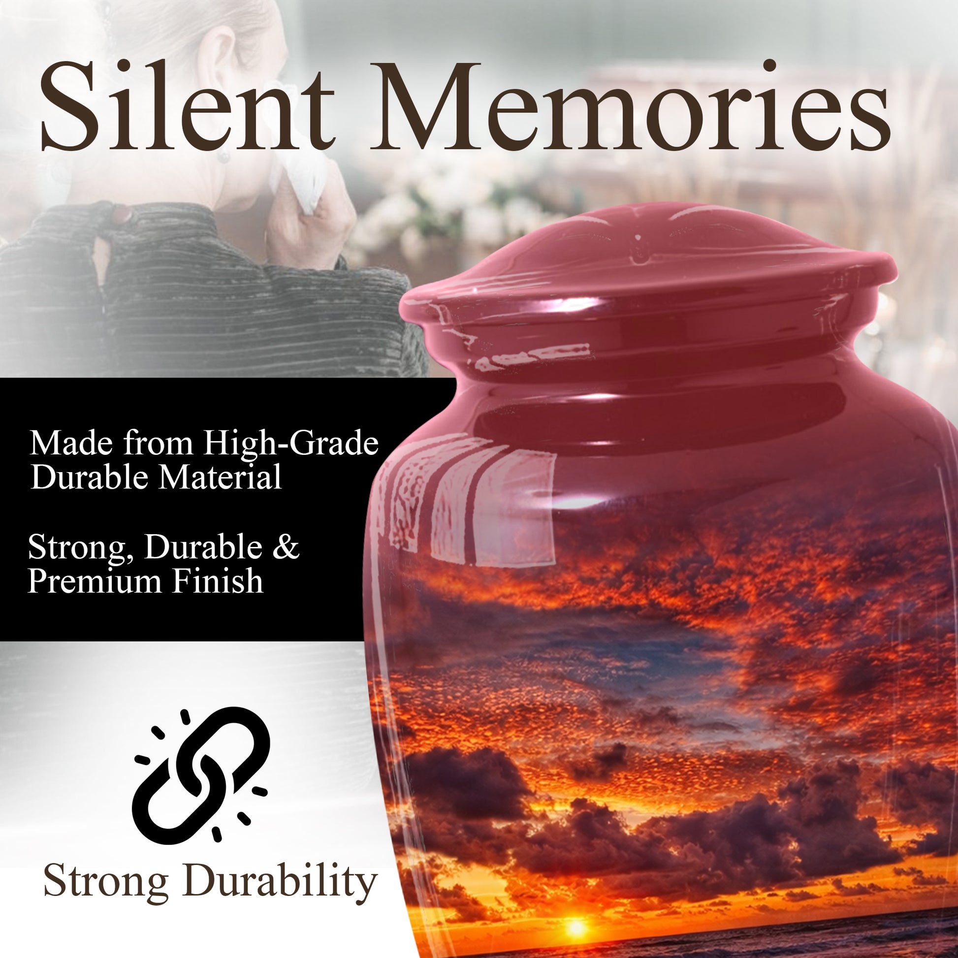 Product Title  Sunset Beach Urn for Mom | Adult Cremation Large  Urn for Ashes | Memorial Urn for Women