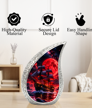 Pirate Ship Cremation Urn for Ashes, Nautical Memorial Urn, Ocean Themed Urn for Men