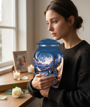 Personalized Guitar Cremation Urn for Ashes, Musical Tribute Urn for Human Ashes
