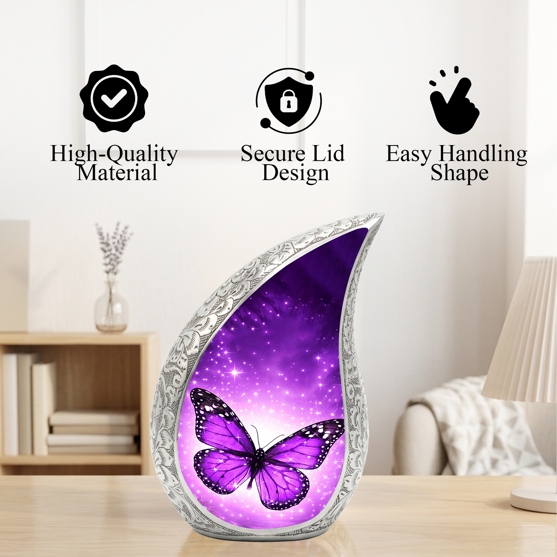 Purple Butterfly Urn for Human Ashes | Butterfly Urn | Urn for Mom