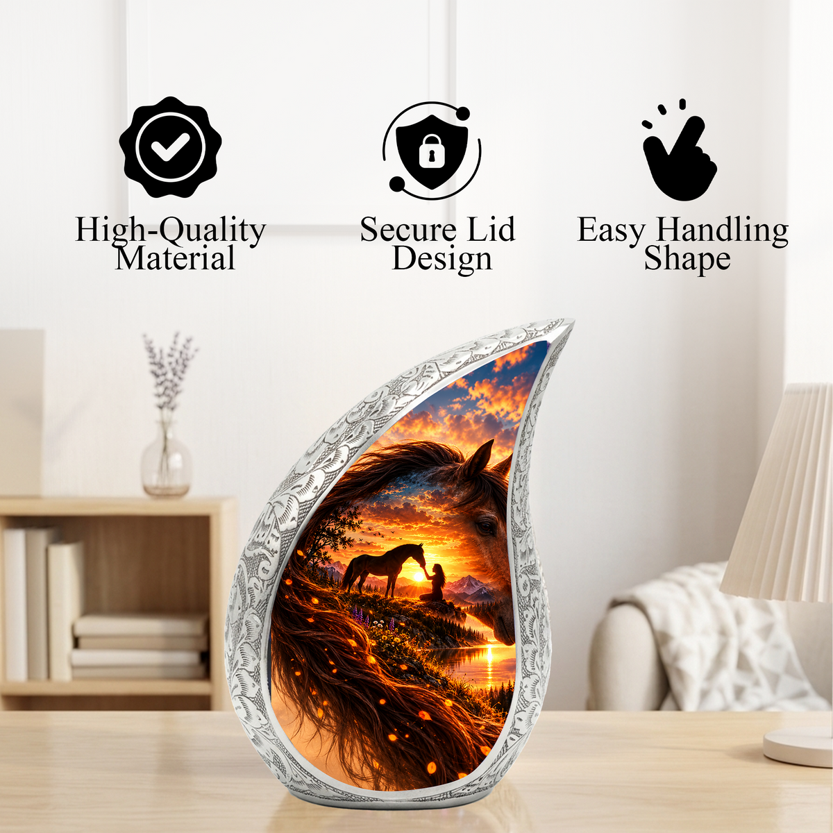 Horse Cremation Urn for Ashes, Horse Memorial Urn, Keepsake Adult Cremation Urn