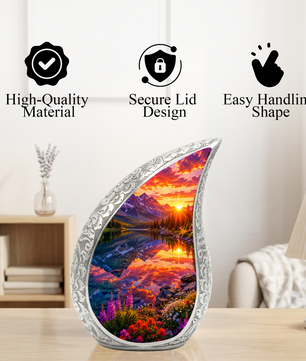 Mountain Lake Cremation Urn for Mom & Dad | Beautiful Landscape Adult Urn