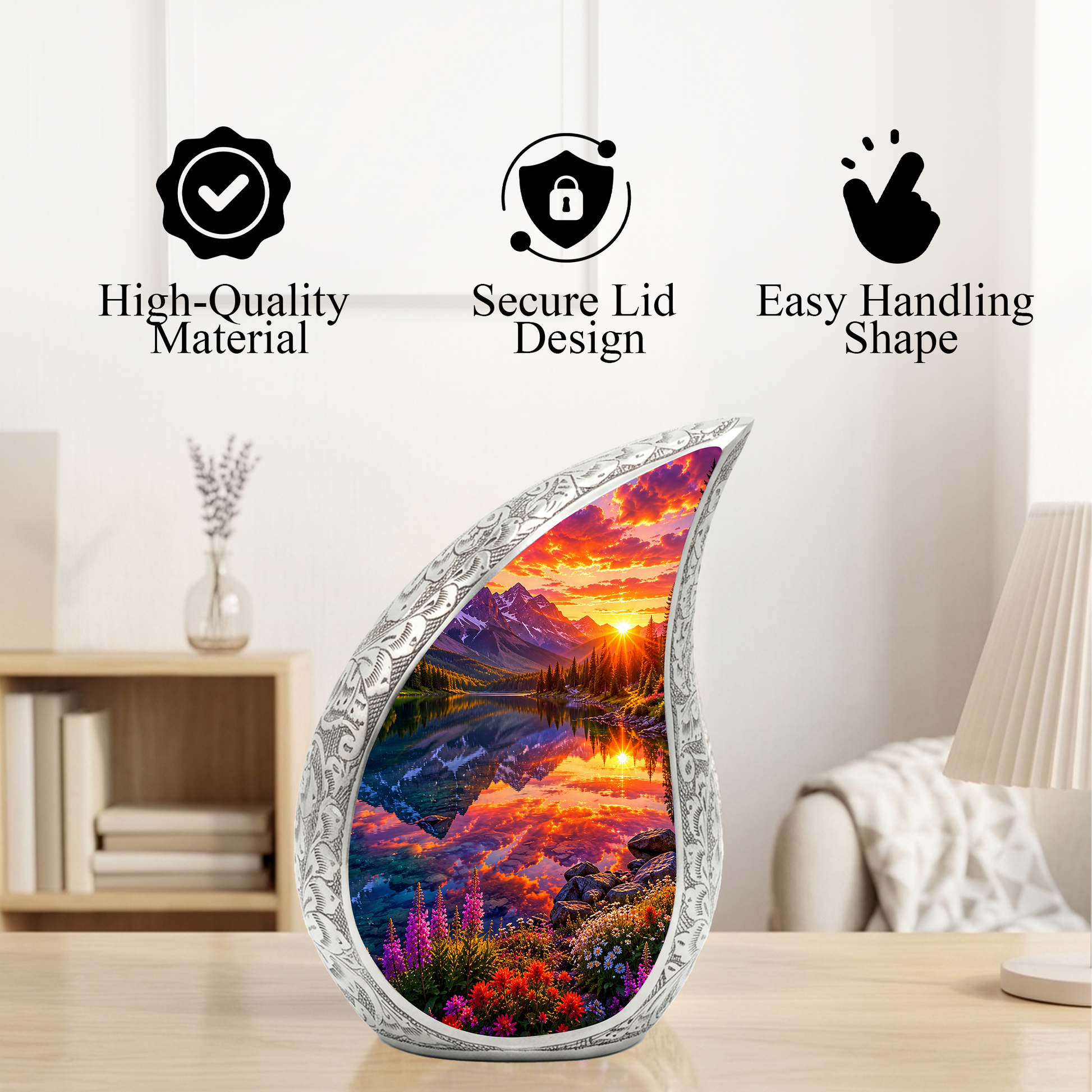 Mountain Lake Cremation Urn for Mom & Dad | Beautiful Landscape Adult Urn