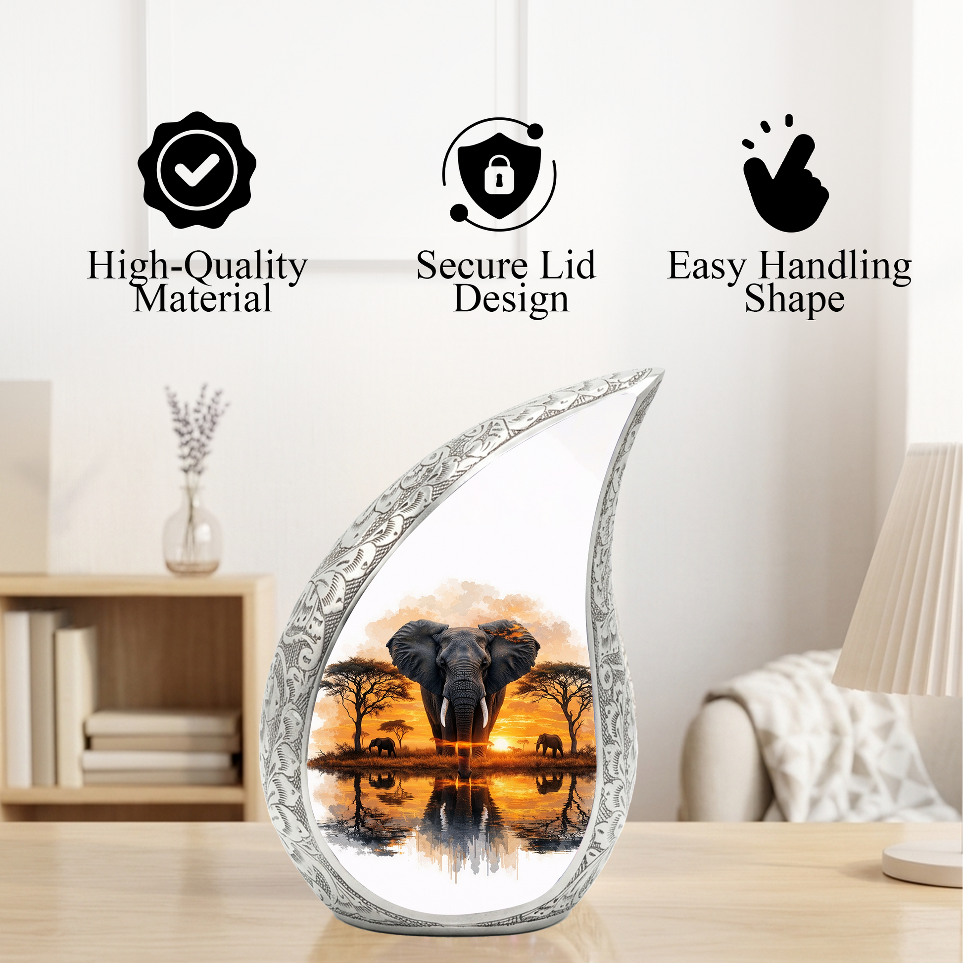 Personalized Urn for Dad, Elephant Memorial Adult Cremation Urn
