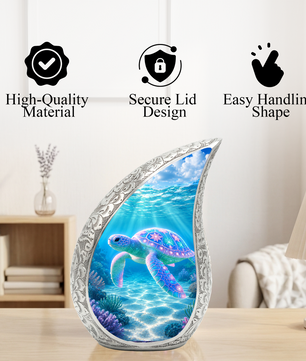 Sea Turtle Urn for Human Ashes – Ocean Theme Adult Cremation Urn