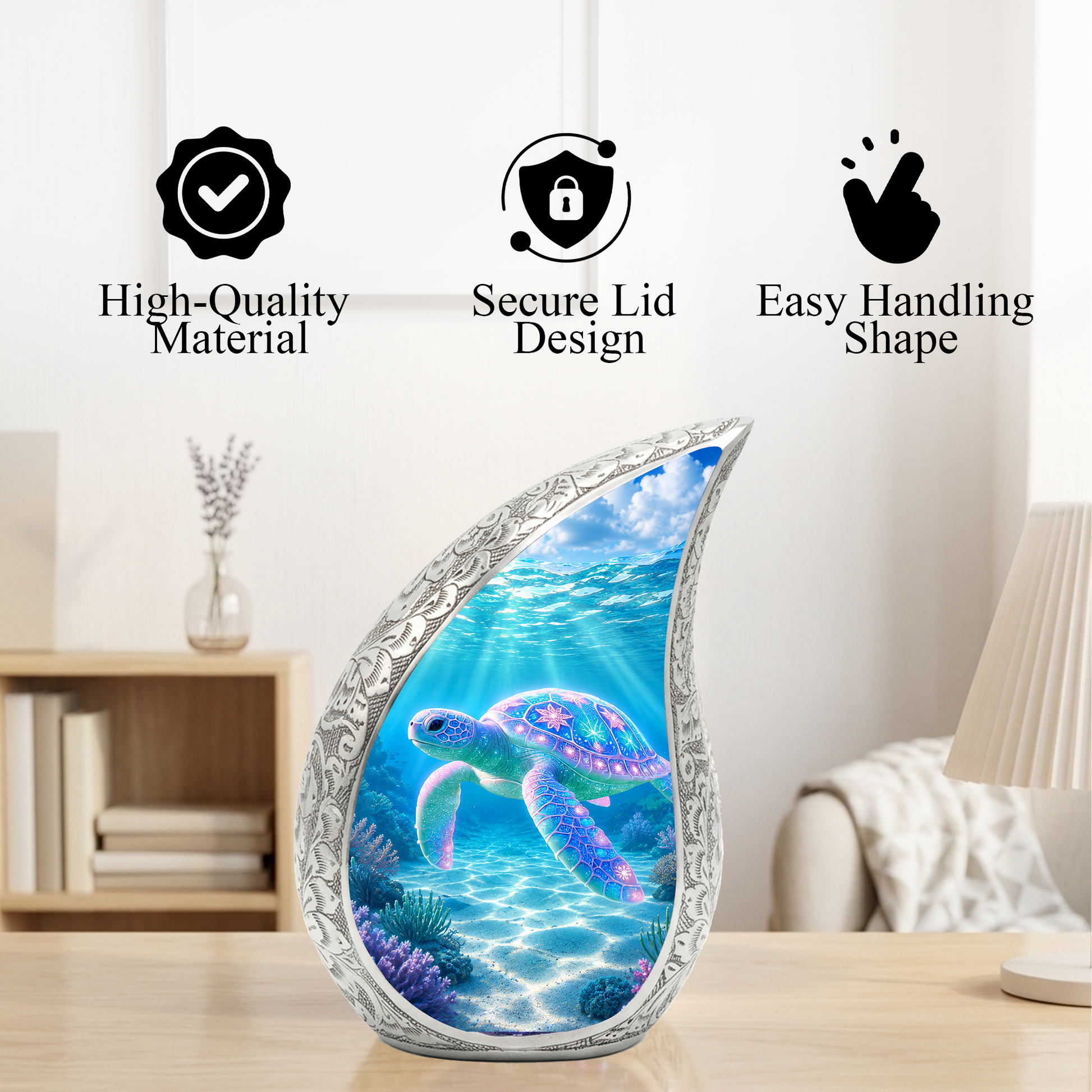 Sea Turtle Urn for Human Ashes – Ocean Theme Adult Cremation Urn