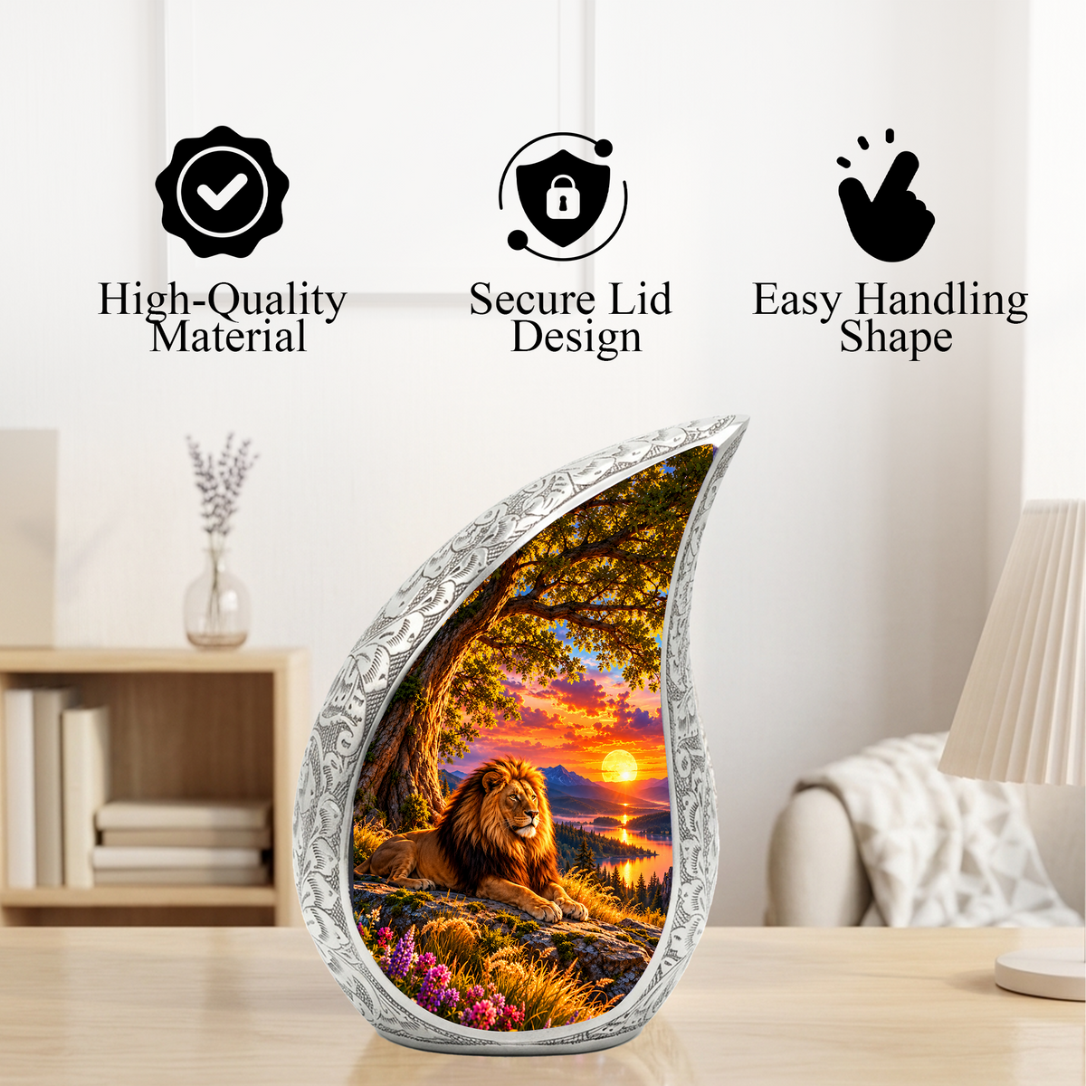 Lion Cremation Urn for Ashes, Lion Memorial Urn, Personalized Adult Cremation Urn