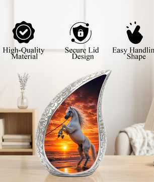White Horse Adult Urn for Human Ashes – Sunset Memorial Adult Cremation Urn