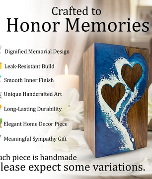 Ocean Wooden Urn For Human Ashes - Couple Urns Keepsake Box