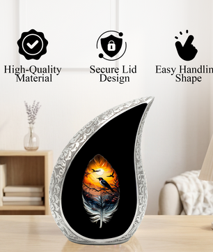 Feather Memorial Urn for Mom – Personalized Cremation Urn for Human Ashes | Beautiful Urns for Women