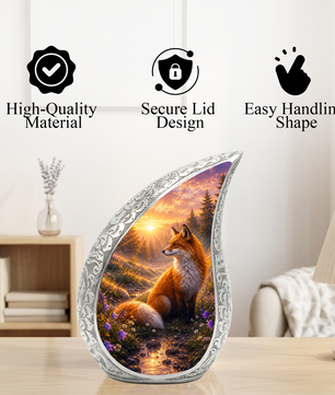 Fox Sunset Urn for Human Ashes | Wildlife Adult Cremation Urn | Fox Sunset Memorial Urn for Adult Ashes