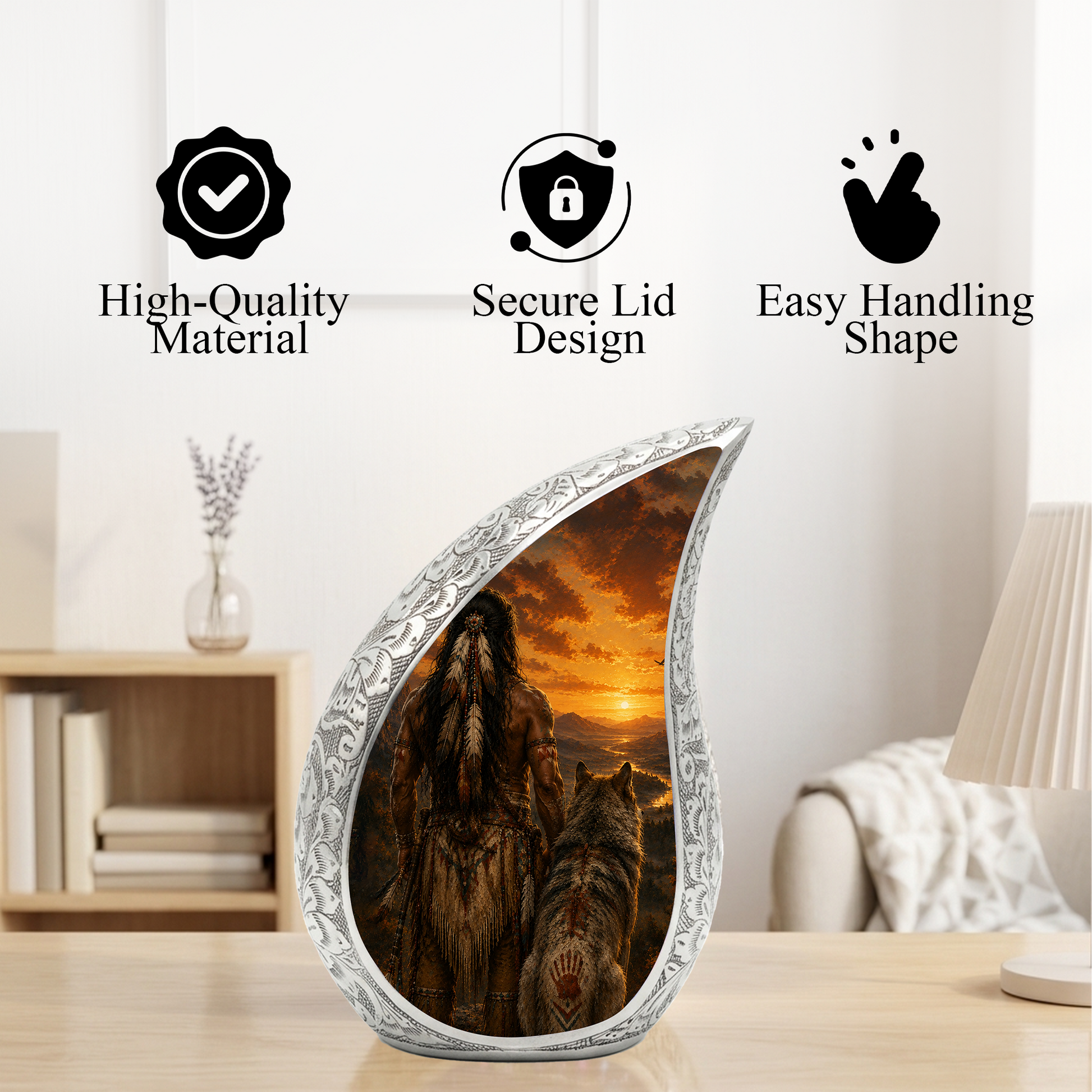 Warrior Sunset Urn for Adult Ashes | Adult Cremation Urn for Human Ashes