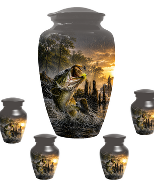Fishing Urn for Dad - Bass Fisherman Memorial KeepsakeUrns,Personalized Lake Tribute